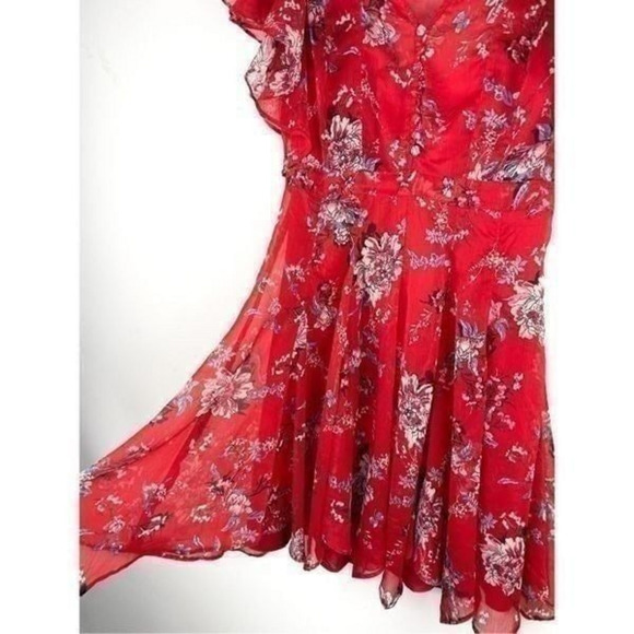 Anthropologie Ranna Gill Keira Red Floral‎ Dress Size XS - Picture 7 of 12